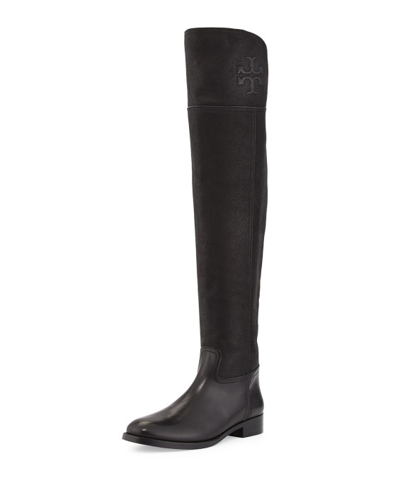 Tory Burch Simone Over-the-Knee Leather Boot in Black. Neiman Marcus