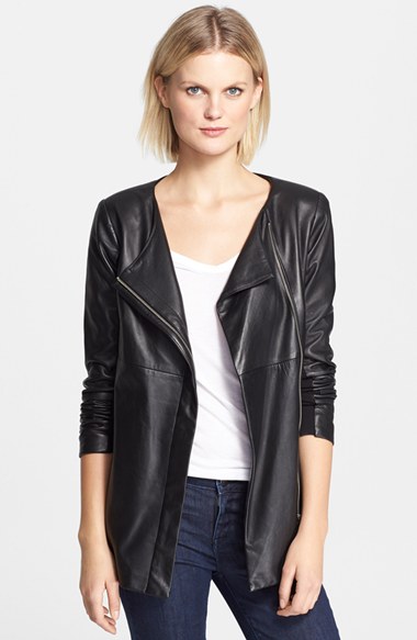 Veda 'Robinson' Long Leather Jacket in Black