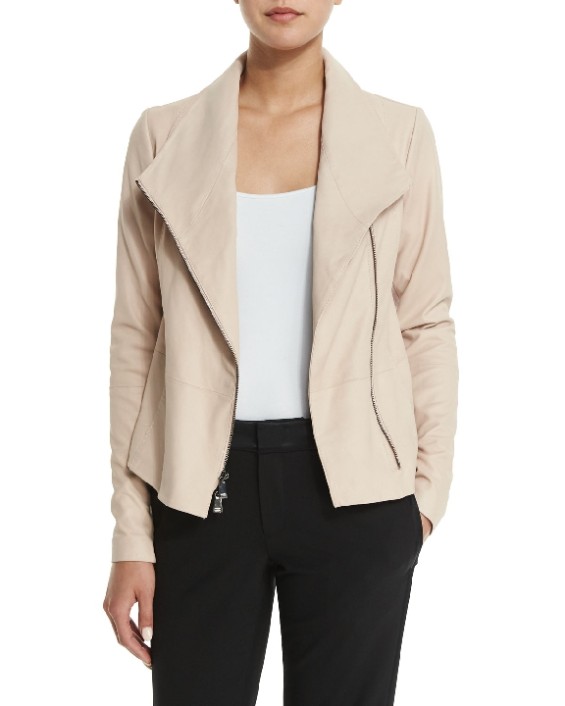 Vince Leather Scuba Jacket in Pale Blush