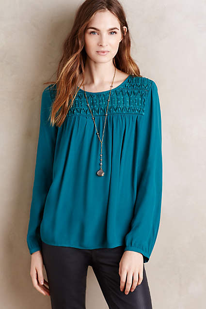 Vivie Blouse by Meadow Rue in Blue Green. Anthropologie Tops and Sweaters Sale