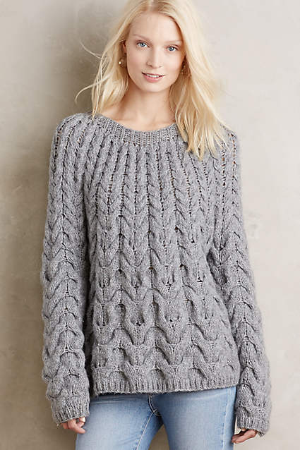 Waved Cables Pullover by Samsoe & Samsoe in Grey. Anthropologie