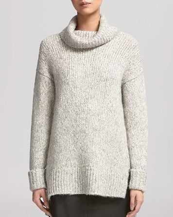 Whistles Sweater - Roll Neck Textured Oversized in Pale Grey Melange