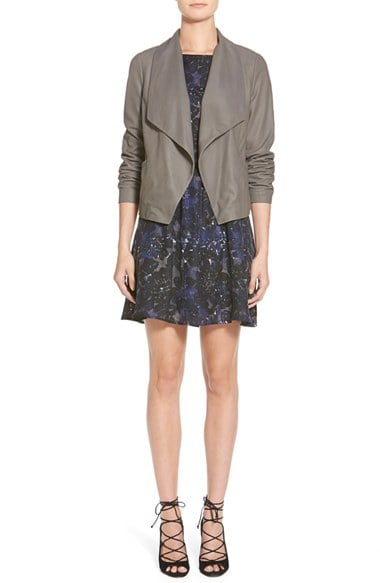 Women's cupcakes and cashmere 'Callie' Drape Front Leather Jacket, Size Medium - Grey