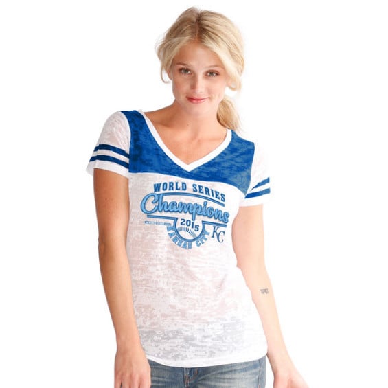 Touch by Alyssa Milano Kansas City Royals Women's White 2015 World Series Champions Cooperstown Collection Burnout T-Shirt