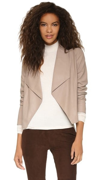 cupcakes and cashmere Callie Drape Front Leather Jacket in Toffee