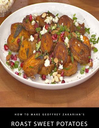 Learn how to make the delicious scalloped potatoes and roast sweet potatoes with feta, almonds, and pomegranate that Iron Chef George Zakarian made on the November 17, 2015 episode of the Today show with KLG and Hoda.
