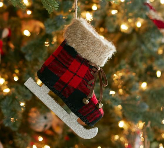 Pottery Barn Buffalo Check PLAID ICE SKATE ORNAMENT