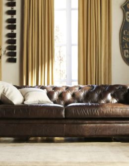 Pottery Barn CHESTERFIELD LEATHER SOFA (Loveseat, Sofa or Grand Sofa) in Color: Cocoa