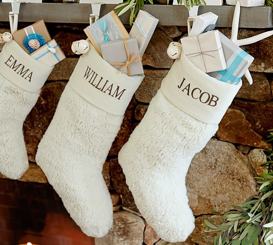 Pottery Barn FAUX SHEEPSKIN STOCKING