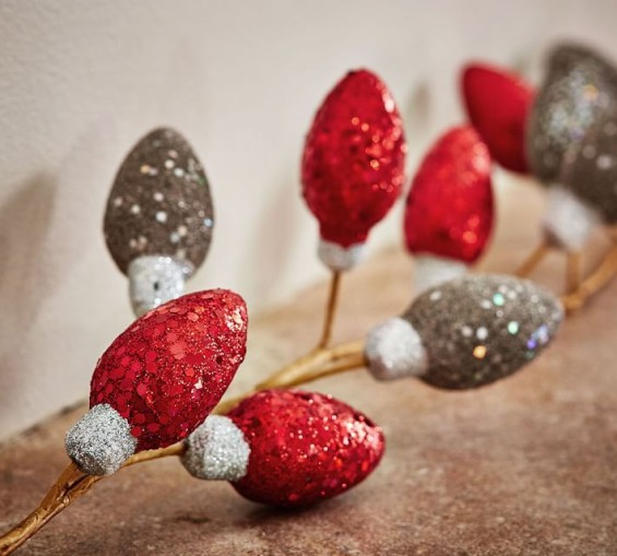 Pottery Barn GLITTER LIGHT BULB GARLAND
