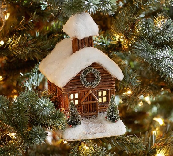 Pottery Barn LOG CABIN ORNAMENT