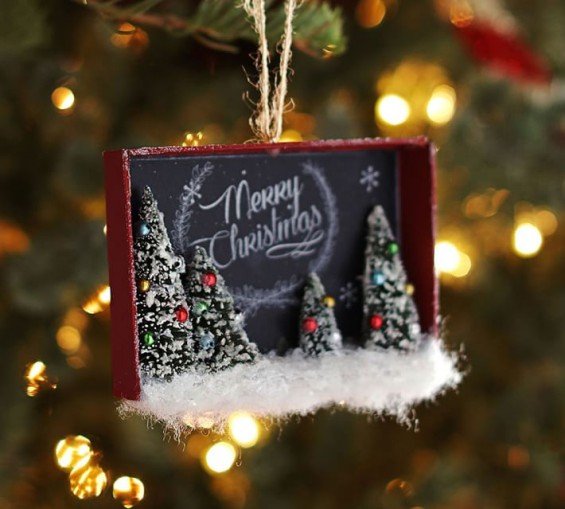 Pottery Barn CHALKBOARD SCENIC SHADOWBOX ORNAMENT