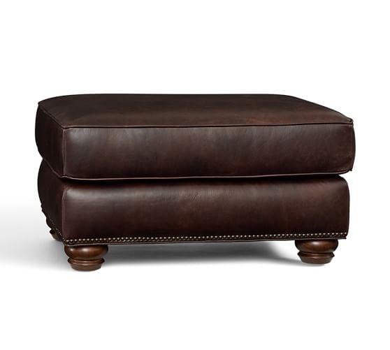 Pottery Barn WEBSTER LEATHER OTTOMAN
