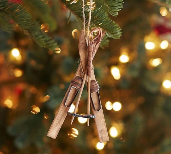Pottery Barn WOODEN SKIS ORNAMENT