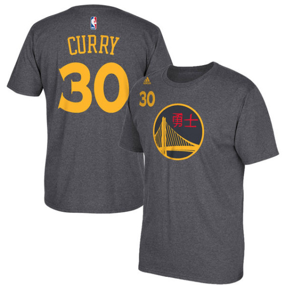 ADIDAS STEPHEN CURRY GOLDEN STATE WARRIORS CHINESE NEW YEAR YOUTH CHARCOAL GAME TIME FLAT NAME & NUMBER T-SHIRT