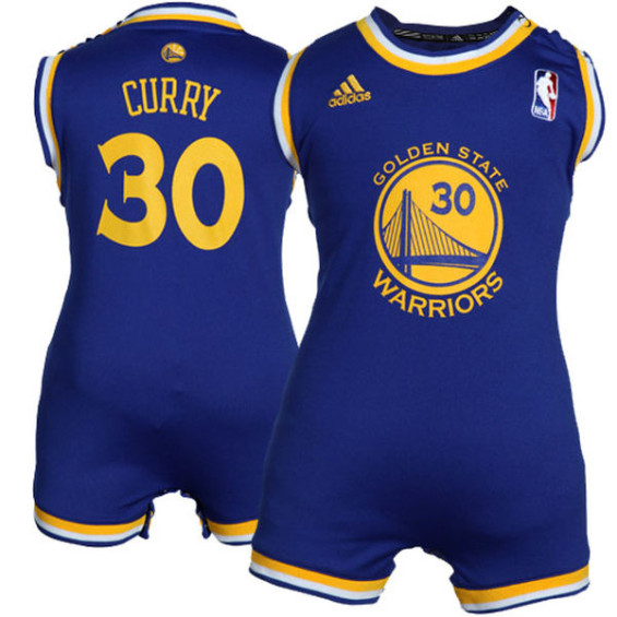 ADIDAS STEPHEN CURRY GOLDEN STATE WARRIORS INFANT ROYAL BLUE ROAD REPLICA JERSEY ROMPER