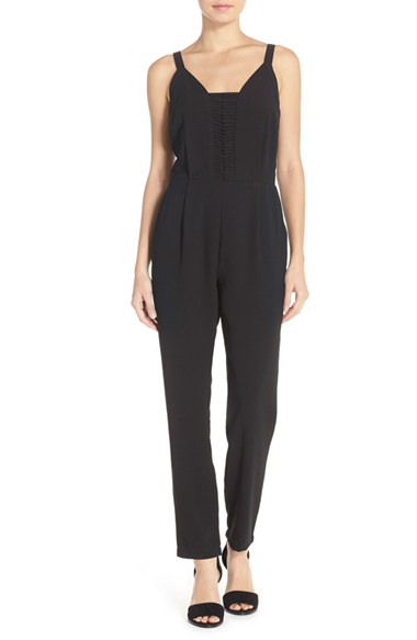 Adelyn Rae Sleeveless Crepe Jumpsuit in Black