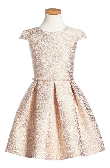 Alivia Simone 'Imperial Ballerina' Jacquard Dress (Little Girls & Big Girls) in Rose Gold