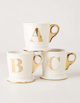 Anthropologie Limited Edition Golden Monogram Mug