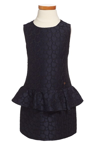 Armani Junior Sleeveless Jacquard Peplum Dress (Toddler Girls & Little Girls) in Blue