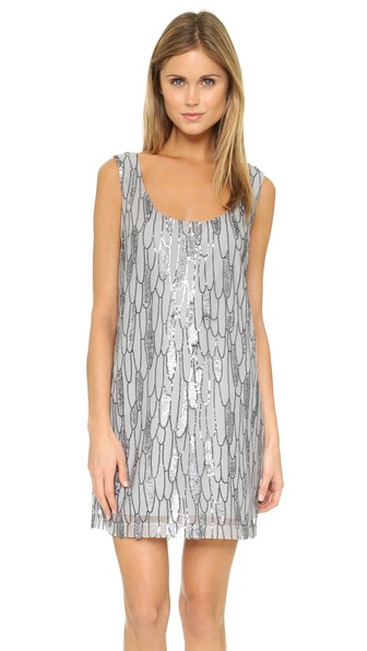 BB Dakota Roselynn Sequin Tank Dress in Silver
