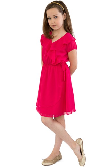 BLUSH by Us Angels Ruffle Dress (Big Girls) in Berry