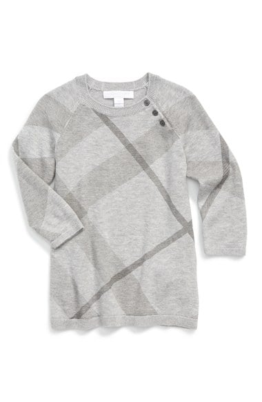 Burberry 'Kahlan' Check Cashmere & Cotton Sweater (Baby Girls) in Pale Grey Melange. Nordstrom