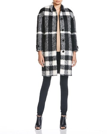 Burberry London Morhampton Plaid Coat in Black and White