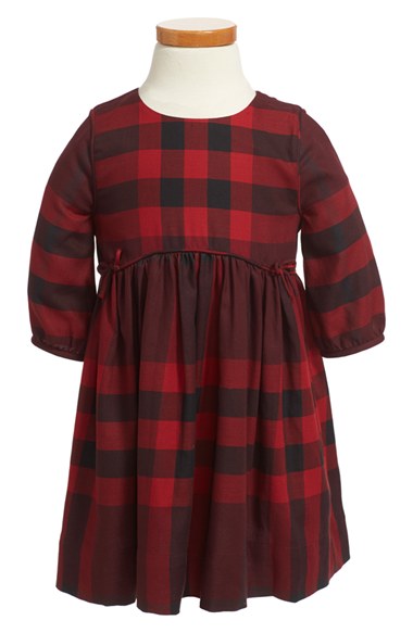 Burberry 'Rochella' Check Print Dress (Little Girls & Big Girls) in Burgundy Red