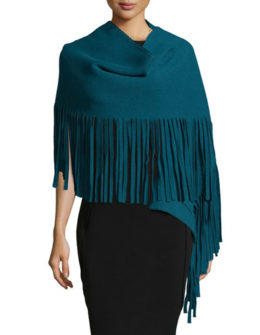 Burberry Solid Felted Fringe Scarf in Sea Blue