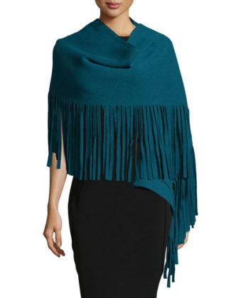 Burberry Solid Felted Fringe Scarf in Sea Blue