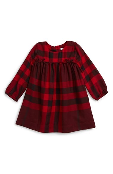 Burberry 'Thea' Plaid Dress (Baby Girls) in Burgundy Red
