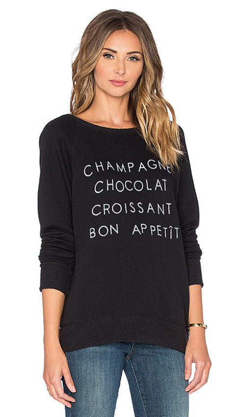CHAMPAGNE CHOCOLAT CROISSANT BON APETIT SWEATSHIRT By DAYDREAMER in Black