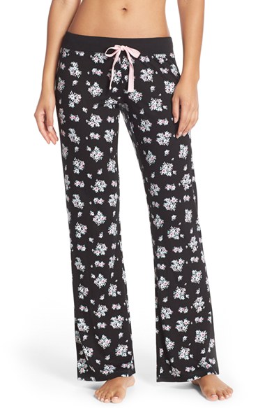 COZY ZOE Knit Pajama Pants in Black Floral