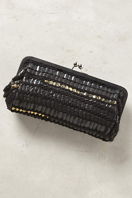 Clare V Cibola Clutch in Black and Gold