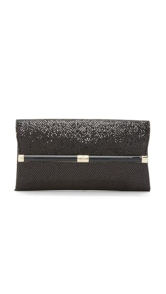 Diane von Furstenberg 440 Envelope Fishnet Glitter Clutch in Black