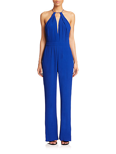Diane von Furstenberg Ireland Cut-Out Halter Jumpsuit in Cosmic Blue