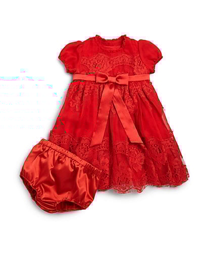 Dolce & Gabbana Infant's Lace Chiffon Dress & Bloomers Set in Red