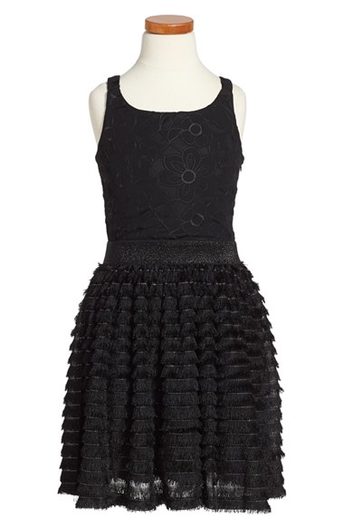 Elisa B 'Mesh Flowers' Dress in Black