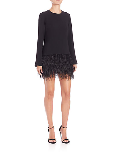 Elizabeth and James Serena Ostrich Feather Dress in Black