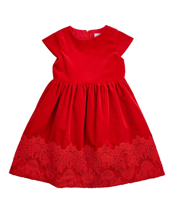 Florence Eiseman Lace-Trim A-Line Dress in Red