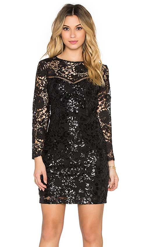 GOLDA LACE SEQUIN DRESS By HEARTLOOM in Black