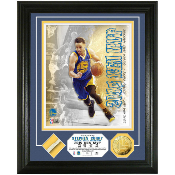 HIGHLAND MINT STEPHEN CURRY GOLDEN STATE WARRIORS 2015 MVP PHOTOMINT WITH GAME-USED NET