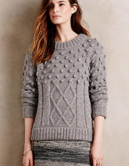 Handknit Tenby Pullover by Kathryn McCarron in Grey. Anthropologie