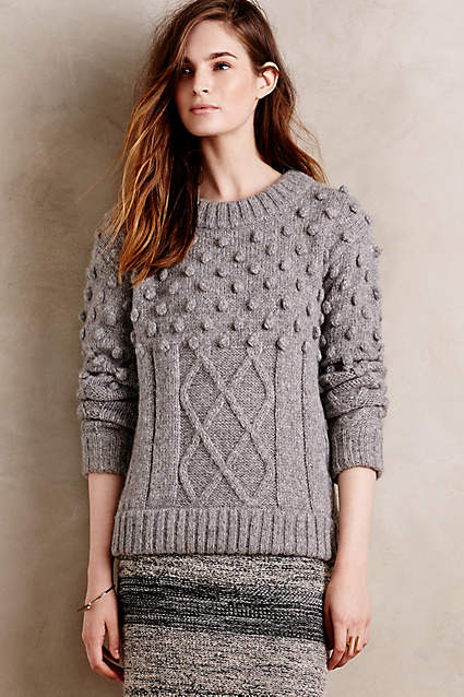 Handknit Tenby Pullover by Kathryn McCarron in Grey. Anthropologie