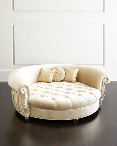 Haute House Cuddle Tufted Dog Bed in Cream