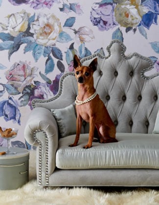 Haute House Isabella Tufted Dog Bed in Light Grey