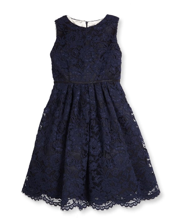 Helena Sleeveless Lace A-Line Dress in Navy, Size 7-14