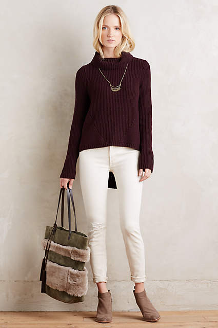 High-Low Turtleneck by Moth in Plum, Ivory, or Green