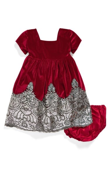 Isabel Garreton Sequin Velvet Dress (Baby Girls) in Red